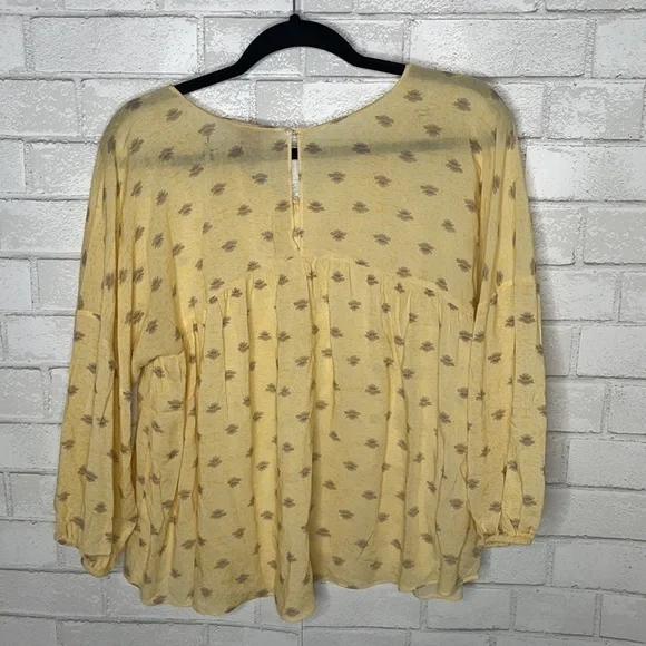 Sundance Yellow Babydoll Long Sleeve Peasant Blouse - Picture 6 of 9